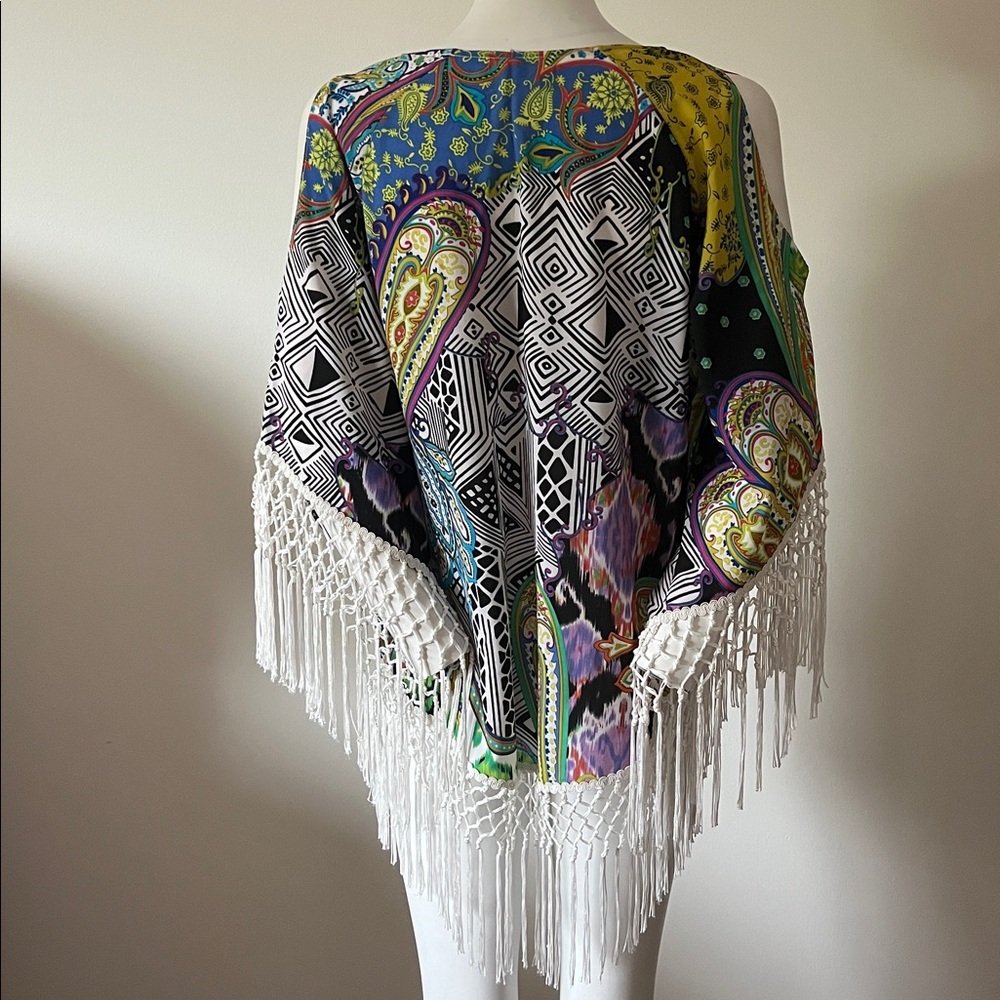 Chicos Colorful Paisley Fringe Top - Picture 7 of 15